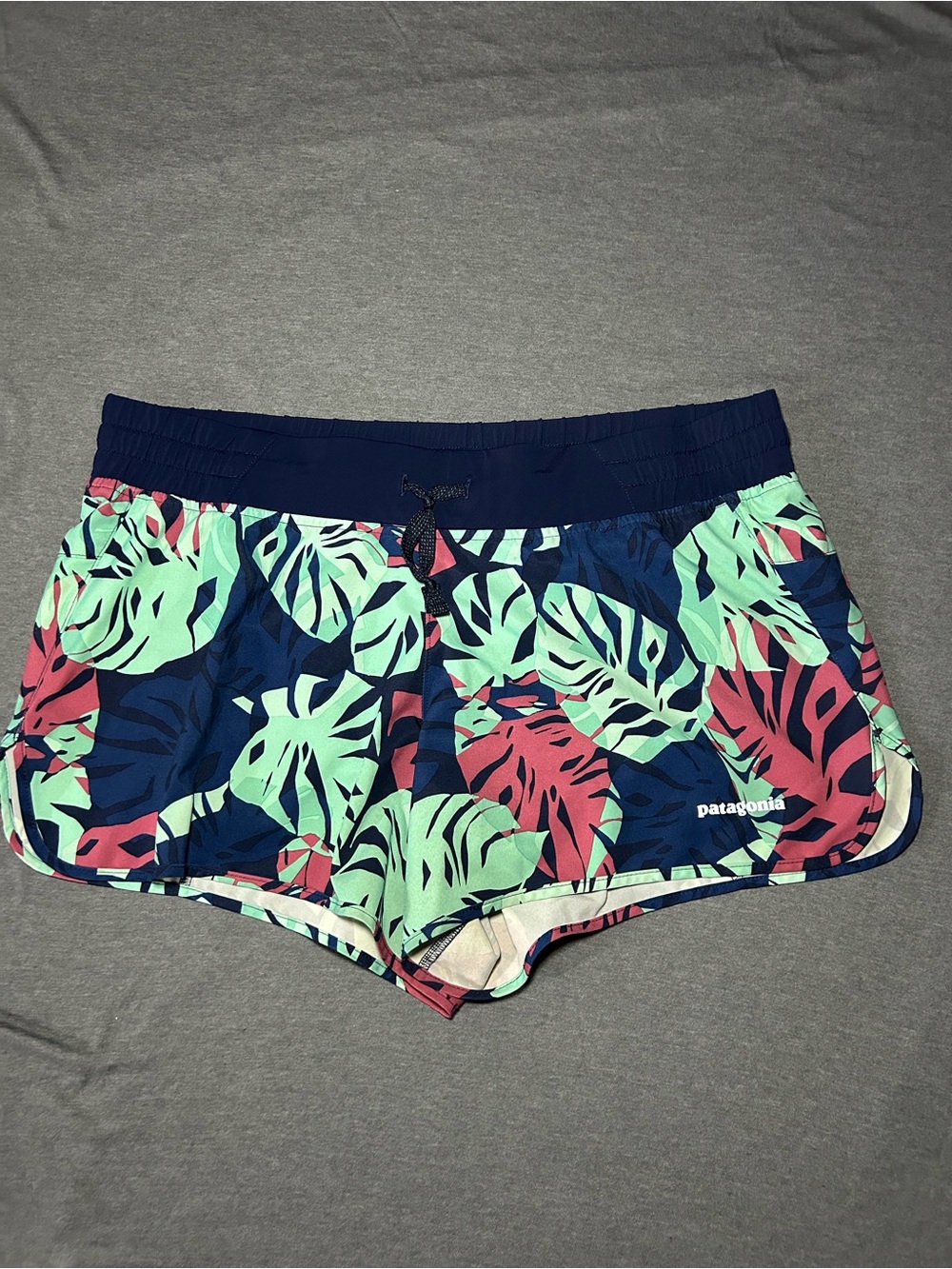Patagonia Women’s Tropical Leaf Running Shorts - Navy, Mint & Coral
